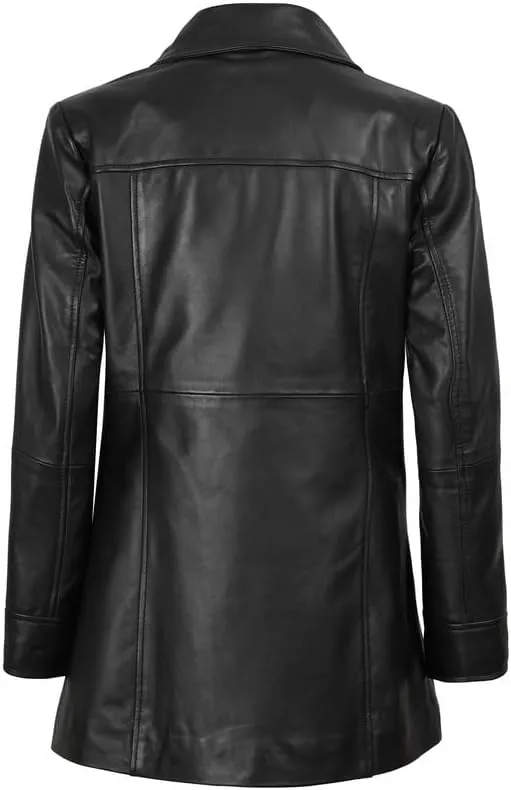 Blingsoul Womens Leather Jacket - Vintage Style Long Leather Jacket Women