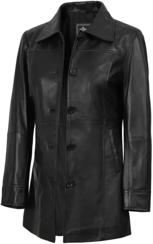 Blingsoul Womens Leather Jacket - Vintage Style Long Leather Jacket Women