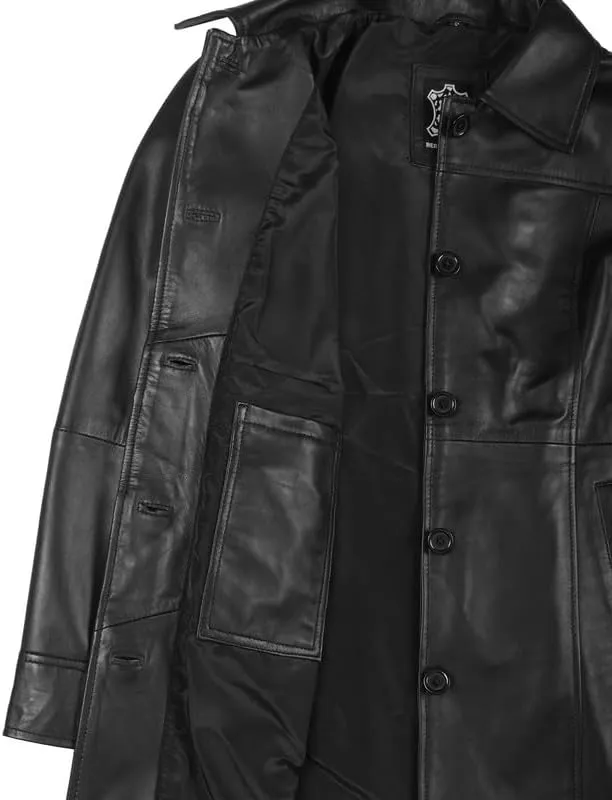 Blingsoul Womens Leather Jacket - Vintage Style Long Leather Jacket Women