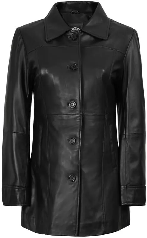 Blingsoul Womens Leather Jacket - Vintage Style Long Leather Jacket Women