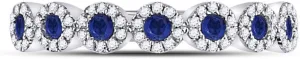 Blue Diamond Solid 10k White Gold Ladies Blue Sapphire Stackable Ring Band 1/2 Ctw. (.46 Ctw.) - Size 7
