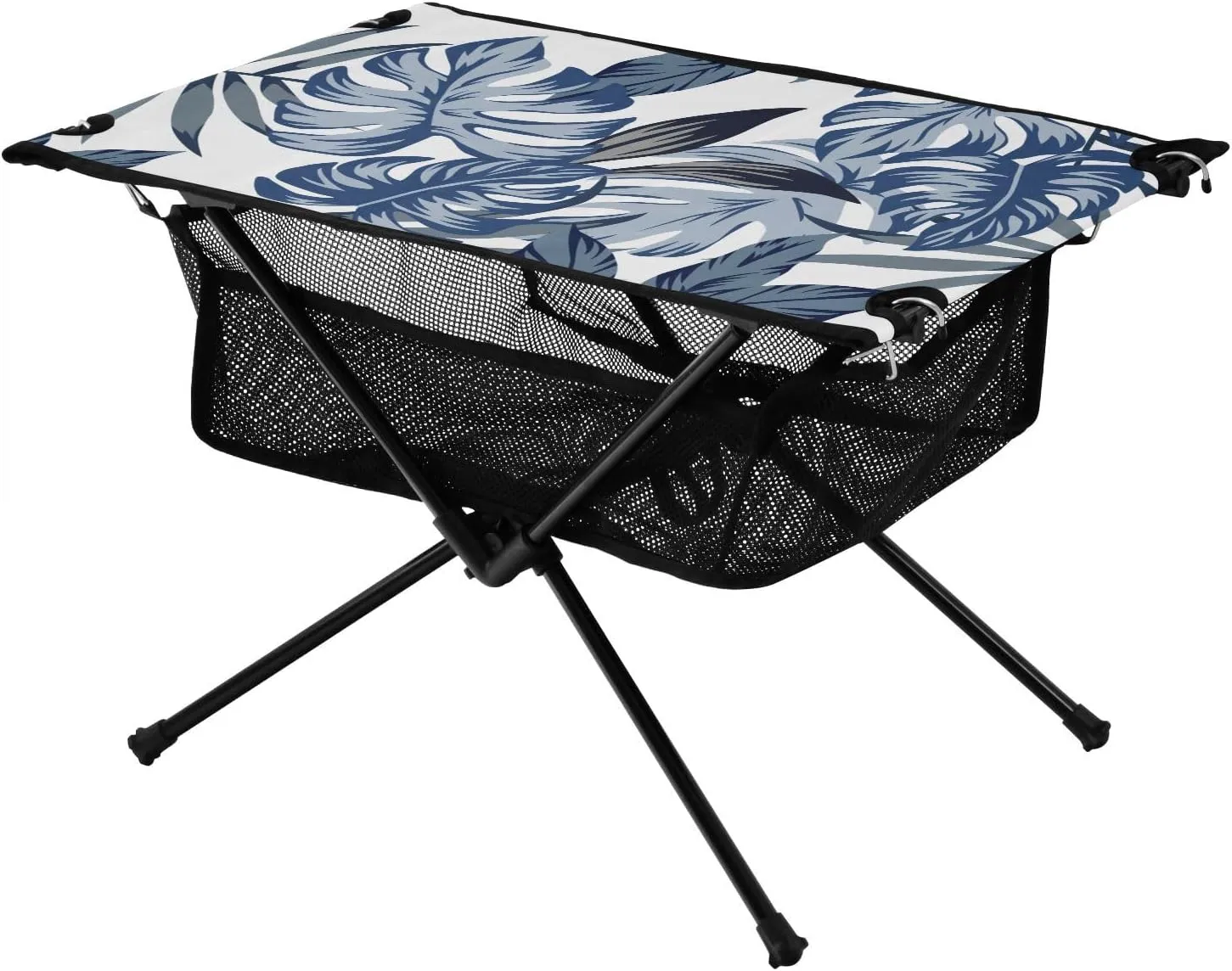 Bolaz Outdoor Folding Portable Picnic Camping Table-Blue Leaf Pattern,Storage Mesh for Camping Gear Accessories, Hiking, Mountaineering, Outdoor Travel