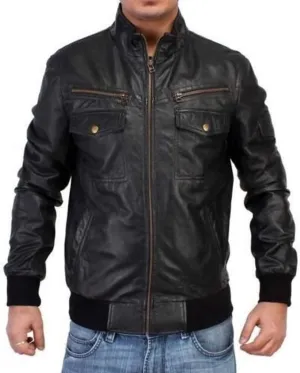 Bomber Rider Biker Slim Fit Casual Stylish Real Leather Jacket A903