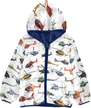 Boys Fleece Jacket Hooded Autumn Winter Long Sleeve Thick Warm Outerwear;3-10 Years Kids Cute Fuzzy Jacket