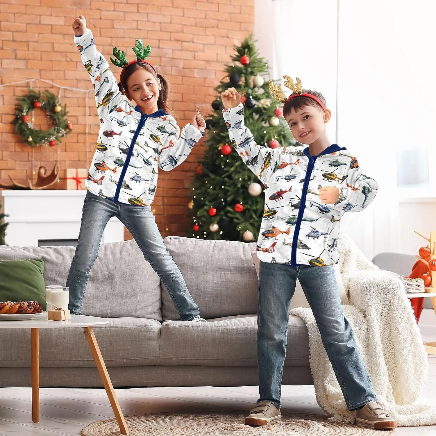 Boys Fleece Jacket Hooded Autumn Winter Long Sleeve Thick Warm Outerwear;3-10 Years Kids Cute Fuzzy Jacket
