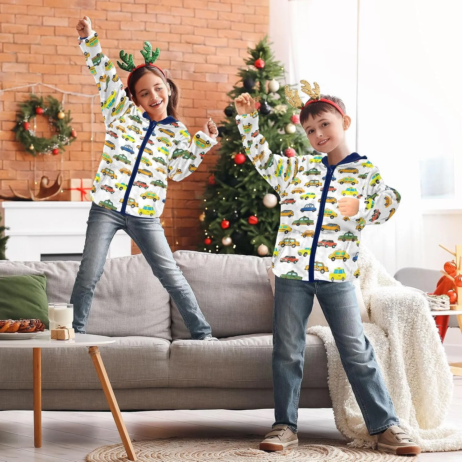Boys Fleece Jacket Hooded Autumn Winter Long Sleeve Thick Warm Outerwear;3-10 Years Kids Cute Fuzzy Jacket