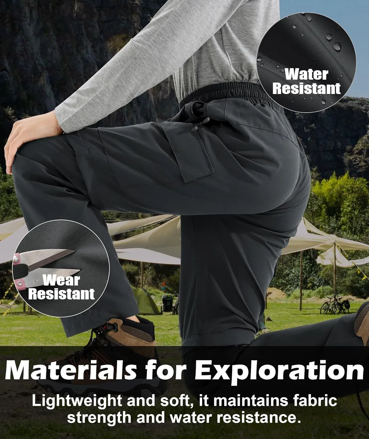 Boys Hiking Cargo Pants Kids Convertible Lightweight Quick Dry Girls Outdoor Waterproof Zip Off School Trousers