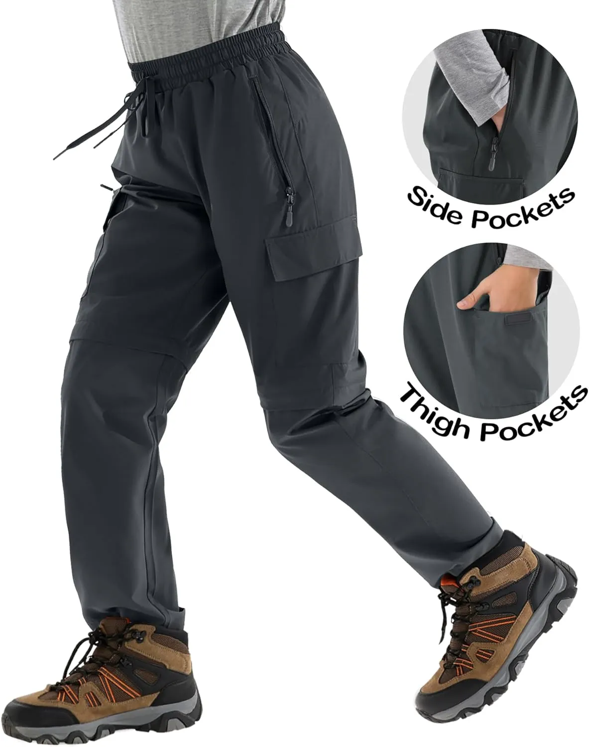 Boys Hiking Cargo Pants Kids Convertible Lightweight Quick Dry Girls Outdoor Waterproof Zip Off School Trousers