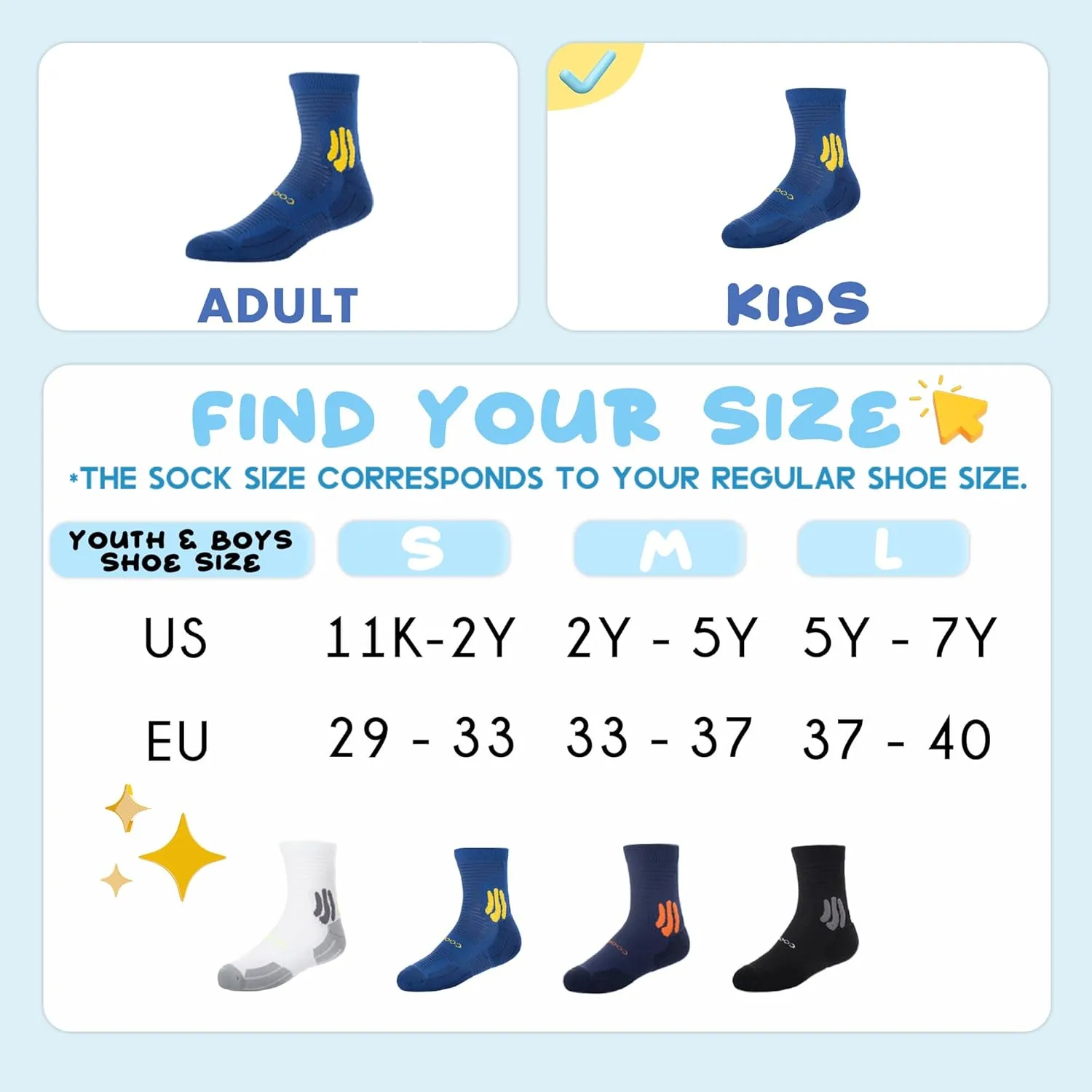 BRISIRA Coolmax Bamboo Viscose Kids Socks Compression Athletic Hiking Running Sports Boys Socks Moisture Wicking for Youth
