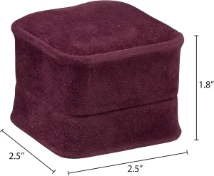 Burgundy Velvet Earring Box, 2 Pack, Rich Luxury Suede, Elegant Diamond Earring Case, With Black Velour Interior, Jewelry Display Gift Box, For Unique Proposal, Engagement Or Wedding