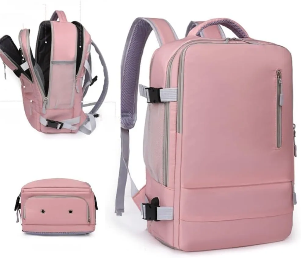 Business Smart Backpack， Waterproof fit 15.6 Inch Laptop Backpack，with USB Charqing Port,Travel Durable Backpack（pink，Cross zipper）