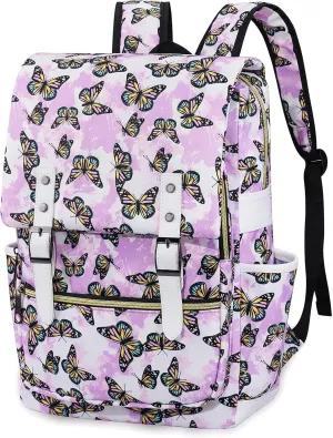 Butterfly Laptop Backpack for Girls Women,College School Bookbags for Teens
