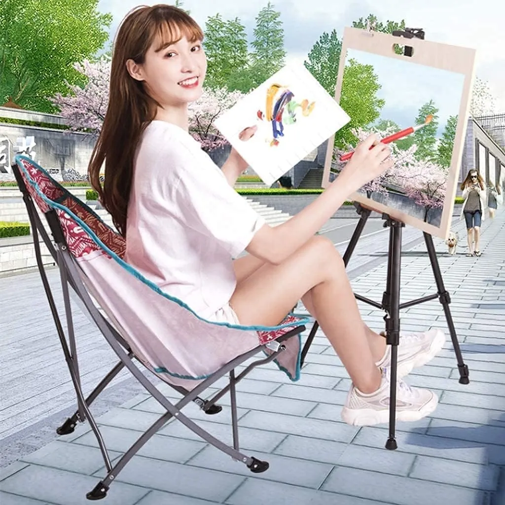 Camp Chair Outdoor Portable Fishing Stools Camping Chair Garden Moon Recliner,Camping Folding Chair/Red