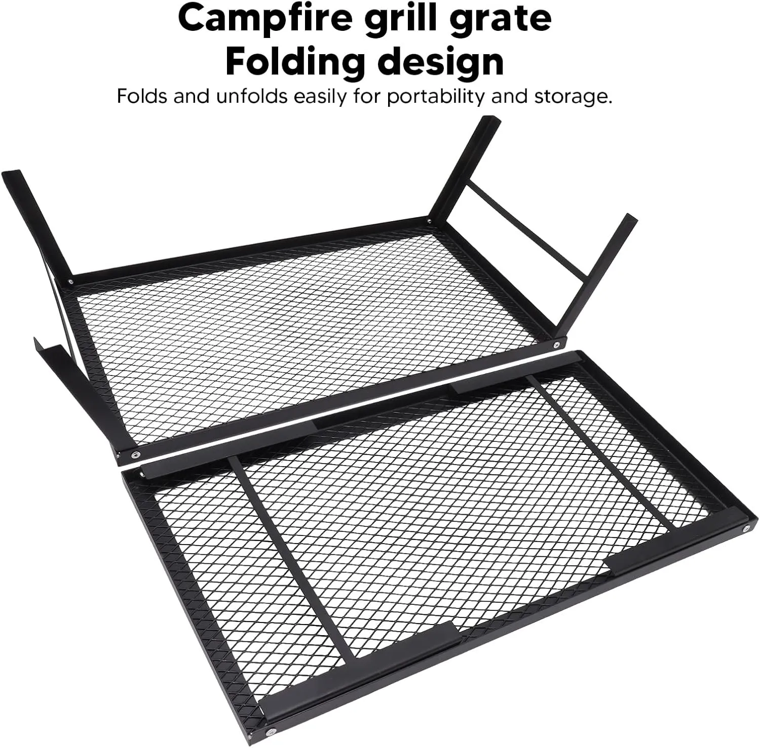 Campfire Grill, Even Heating High Temperature Color Folding Camp Grill Shelf Life Mesh Cooking Surfaces Easy for Outdoors (Standard)
