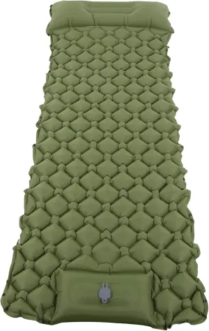 Camping Sleeping Pad Mat Inflatable Cushion Air Mattress, Waterproof Nylon Material, Lightweight and Portable, Built in Pump Puncture Resistant, Perfect for Outdoor Travelling(Green)