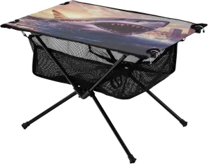 Camping Table Lightweight Portable Folding Table with Mesh Storage Net Shark Sunset Glow Ideal for Camping Hiking Beach Picnic Travel Backyard
