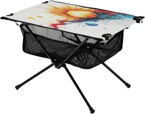 Camping Table Lightweight Portable Folding Table with Mesh Storage Net Tiedyeing Star Moon Ideal for Camping Hiking Beach Picnic Travel Backyard