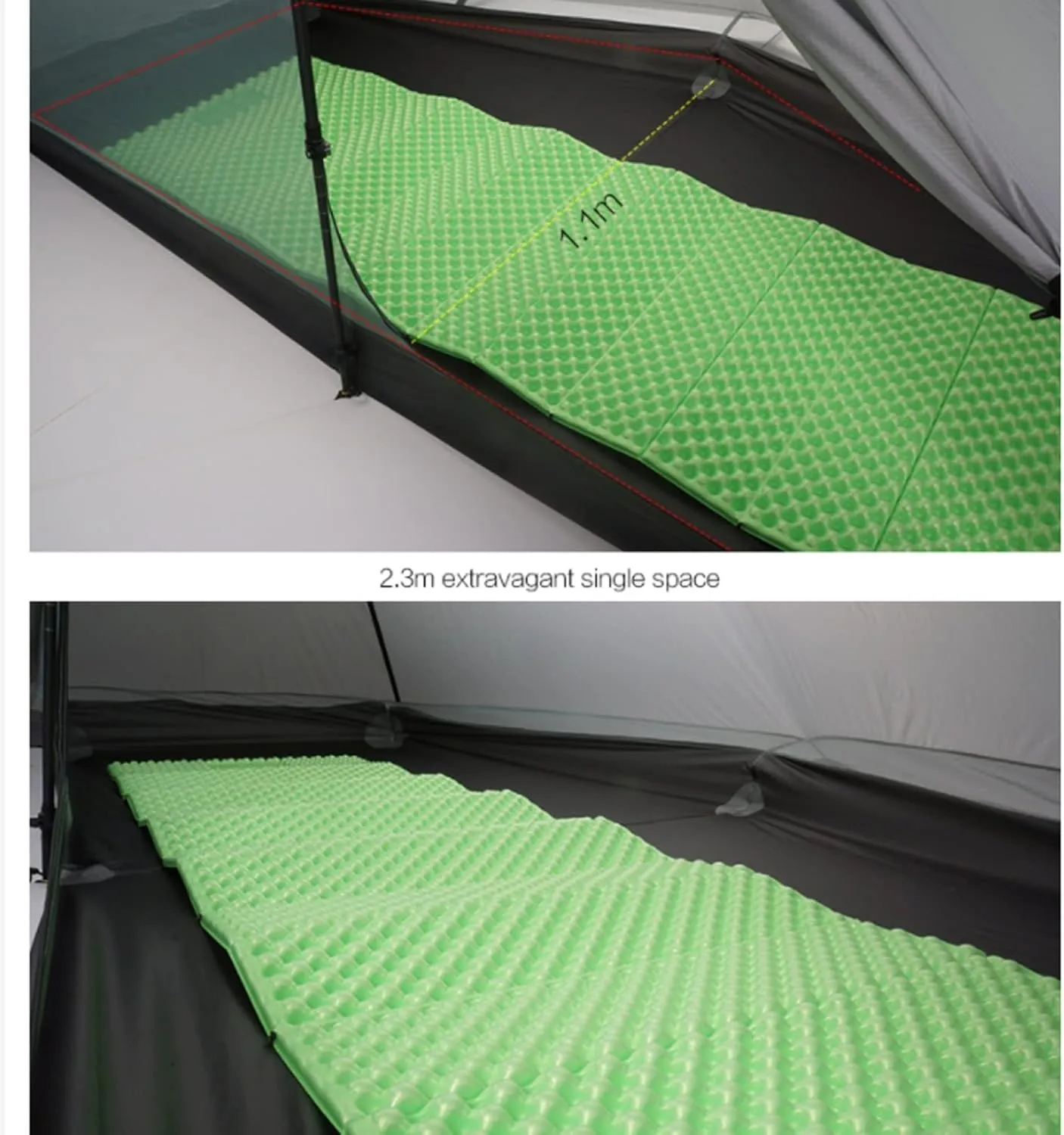 Camping Tents,1 Pro Tent Outdoor 1 Person Ultralight Camping Tent 3 Season Professional 20d Rodless (Color : Gray, Size : 3 Season)