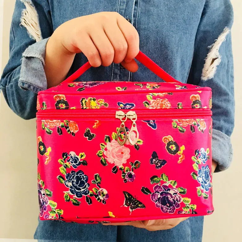 Capacity Satin Cartoon Storage Hand-held Make-up Cosmetic Bags