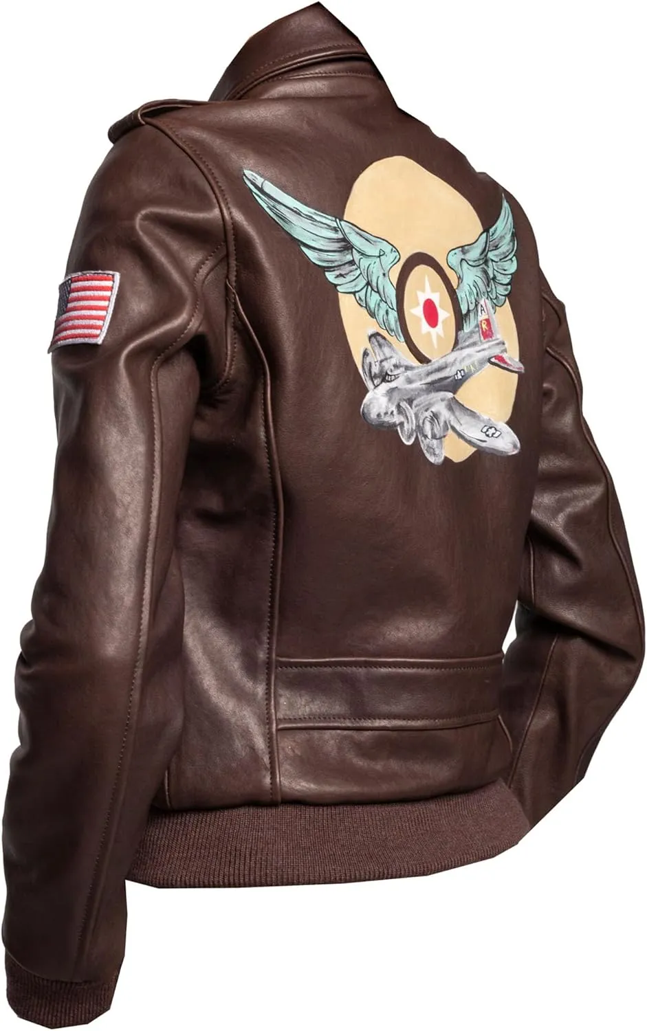 Captain Marvel Inspired A-2 Bomber Leather Jacket – Premium Brown Aviator Flight Jacket with Patches for Women