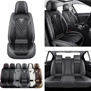Car Seat Cover for Jaguar F-PACE 2017-2022,Premium Nappa Leather Waterproof Anti-Slip Sports Seat Cover,Airbag Compatible Easy to Install Seat Protector Full Set（Gray&Black）