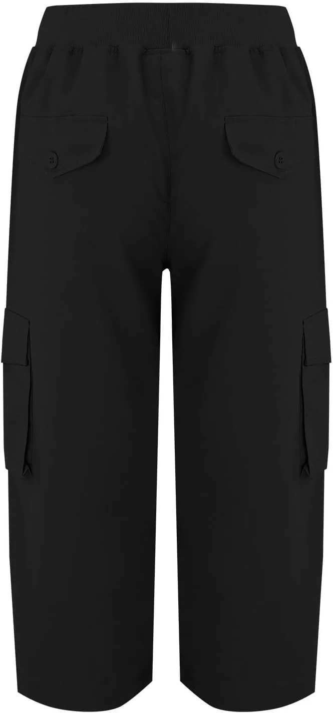 Cargo Capris for Women Summer Casual Drawstring Lightweight Outdoor Travel Hiking Cropped Pants with 6 Pockets