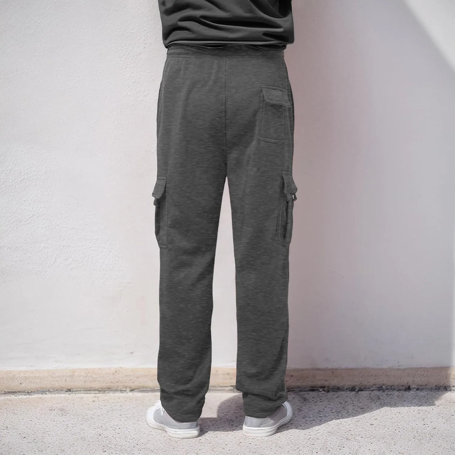 Cargo Sweatpants for Men Sports Casual Stretch Elastic Waist Drawstring Trousers Loose Fit Joggers with Pockets