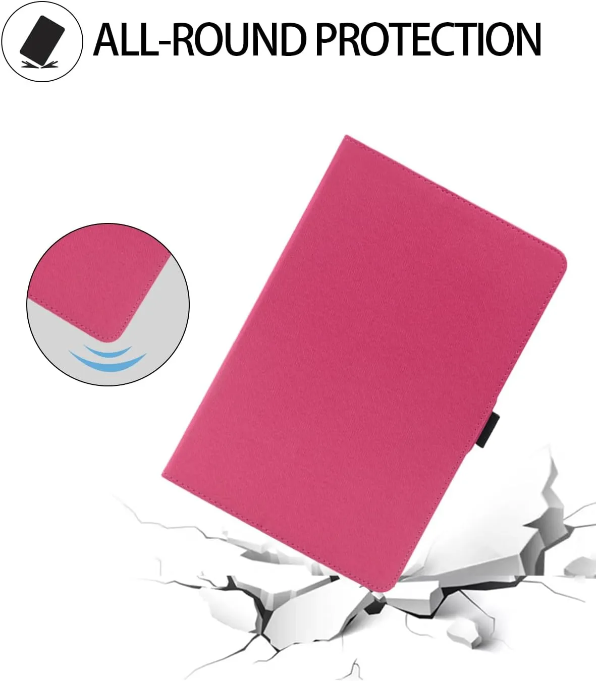 Case for Blackview Android 15 Tablet Mega2 2025 12 inch，WUNIAK Premium Leather Business Folio Stand Cover for Blackview Android 15 Tablet Mega2 2025 12 inch with Hand Strap for Tablet,Rose red