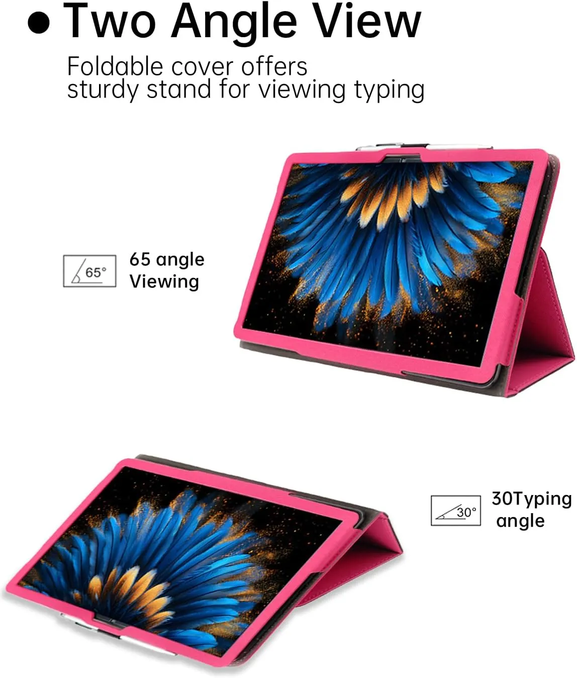 Case for Blackview Android 15 Tablet Mega2 2025 12 inch，WUNIAK Premium Leather Business Folio Stand Cover for Blackview Android 15 Tablet Mega2 2025 12 inch with Hand Strap for Tablet,Rose red