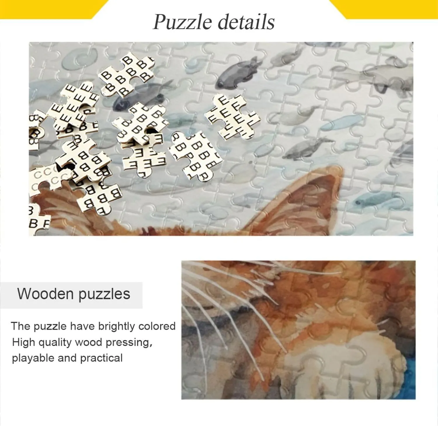 Cat Fish Jigsaw Puzzles for Adults 1000 Pieces,Colorful Puzzle with Mesh Storage Bag,Learning Educational Puzzles for Gift 2011088