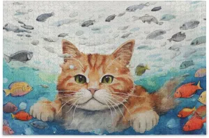 Cat Fish Jigsaw Puzzles for Adults 1000 Pieces,Colorful Puzzle with Mesh Storage Bag,Learning Educational Puzzles for Gift 2011088
