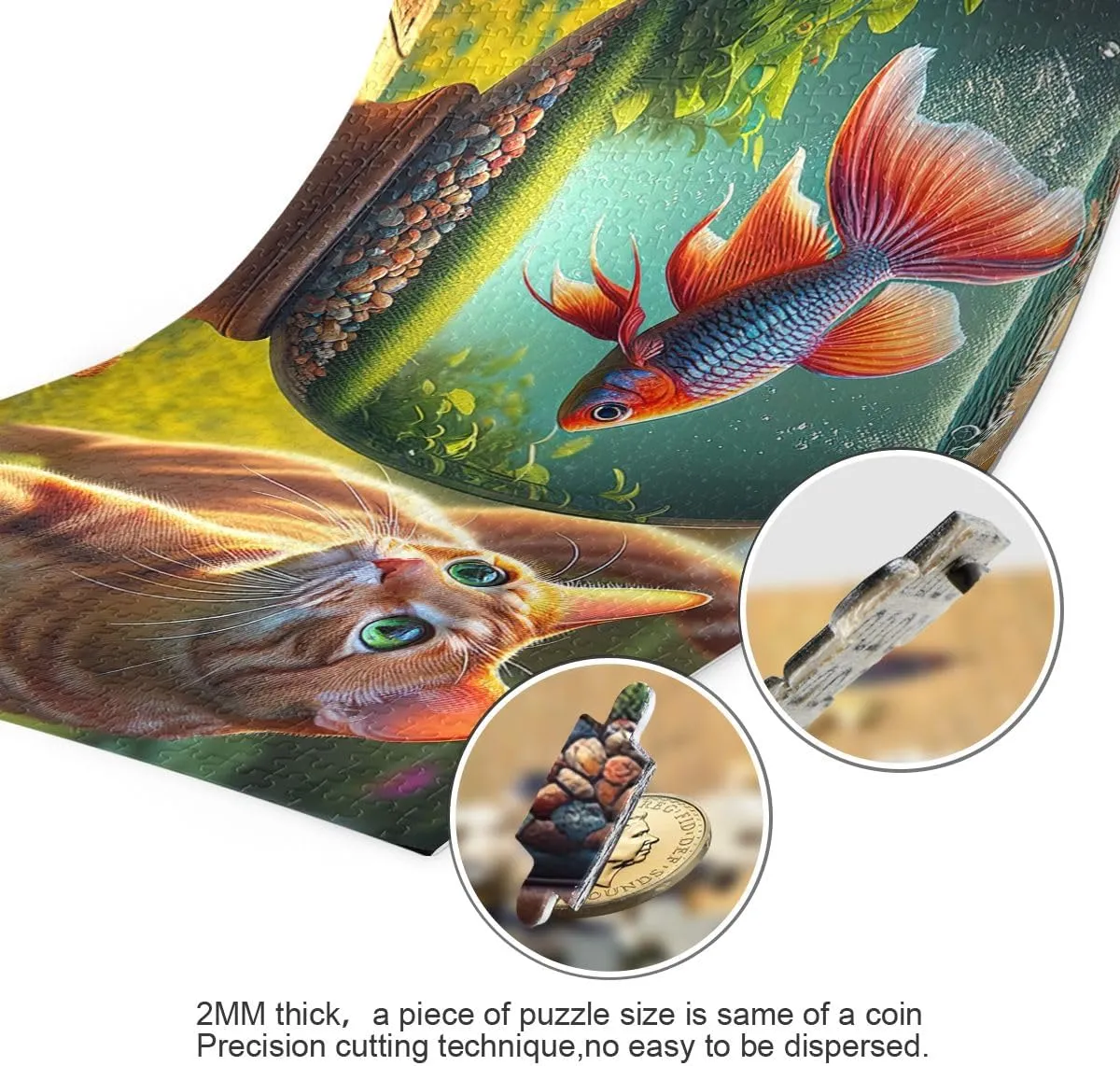Cat Fish Puzzles 500 Piece Jigsaw Puzzle Puzzle Game Home Wall Artwork for Adults, Families