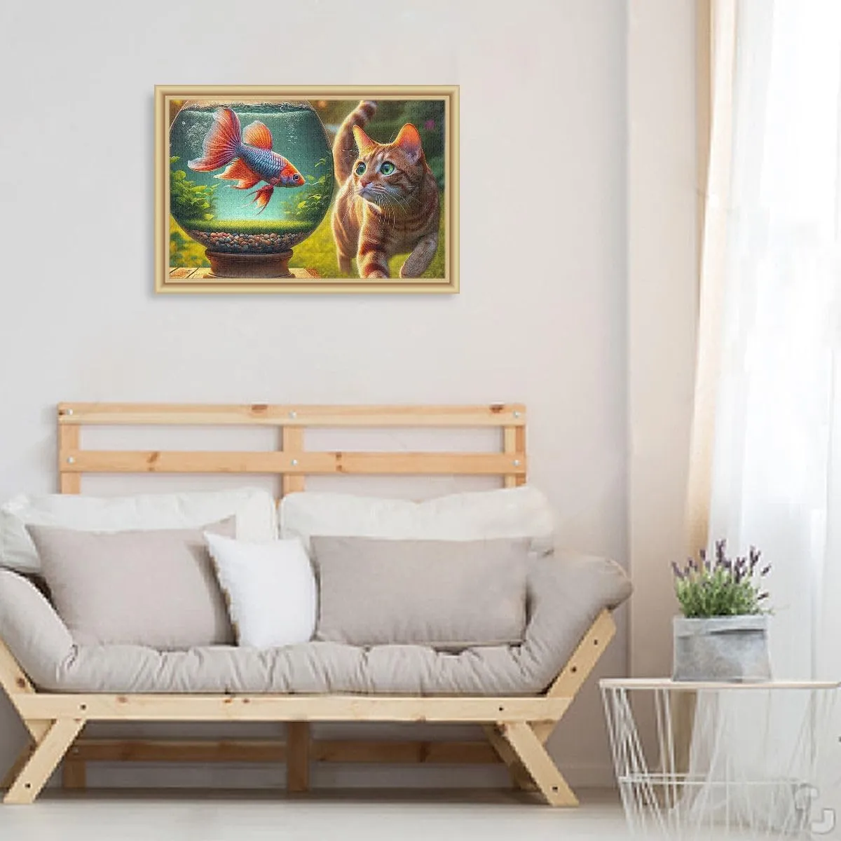 Cat Fish Puzzles 500 Piece Jigsaw Puzzle Puzzle Game Home Wall Artwork for Adults, Families
