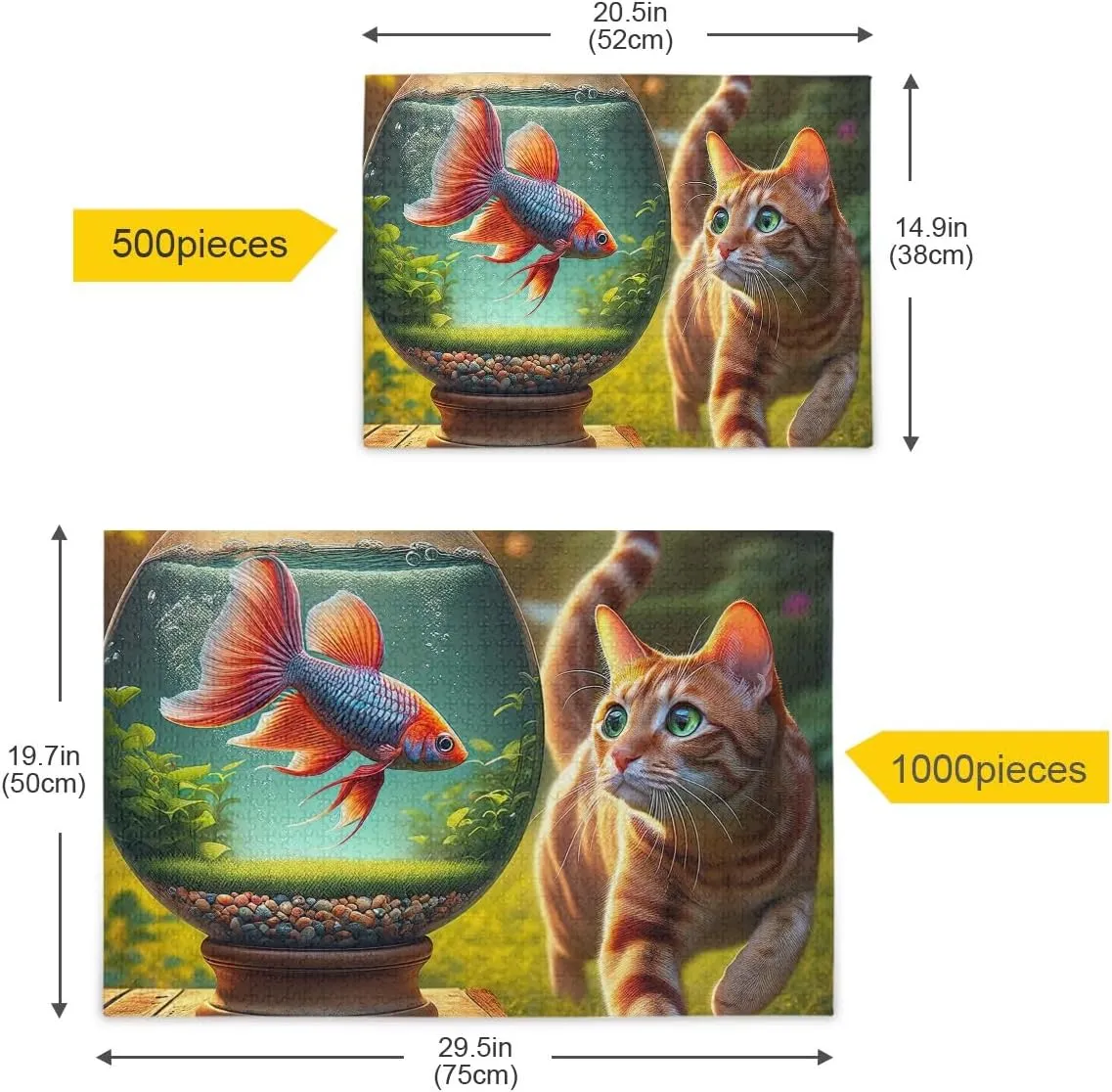 Cat Fish Puzzles 500 Piece Jigsaw Puzzle Puzzle Game Home Wall Artwork for Adults, Families