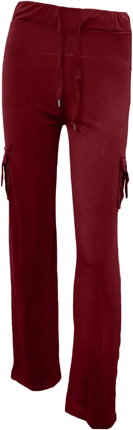 Ceboyel Womens Wide Leg Cargo Pants High Waist Pockets Jogger Pants Drawstring Relaxed Fit Cargo Pants Ladies Lounge Pants