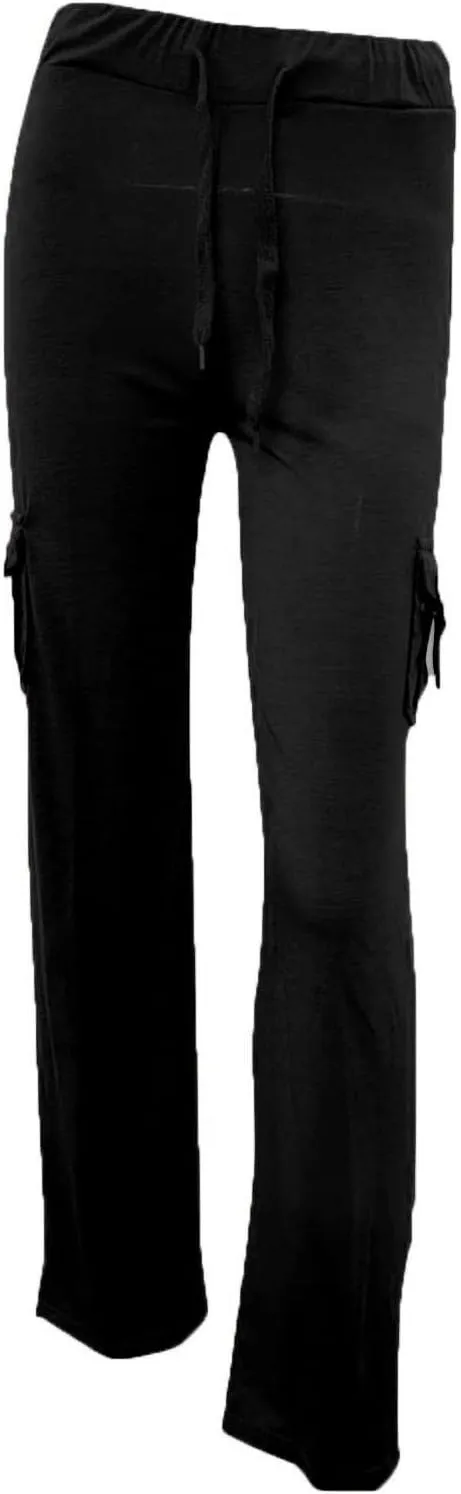 Ceboyel Womens Wide Leg Cargo Pants High Waist Pockets Jogger Pants Drawstring Relaxed Fit Cargo Pants Ladies Lounge Pants