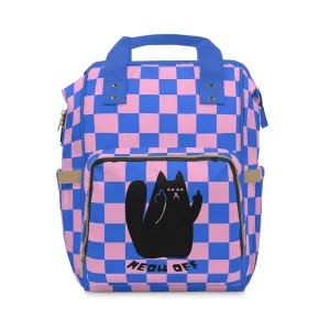 Checkered Funny Cat Large Capacity Backpack