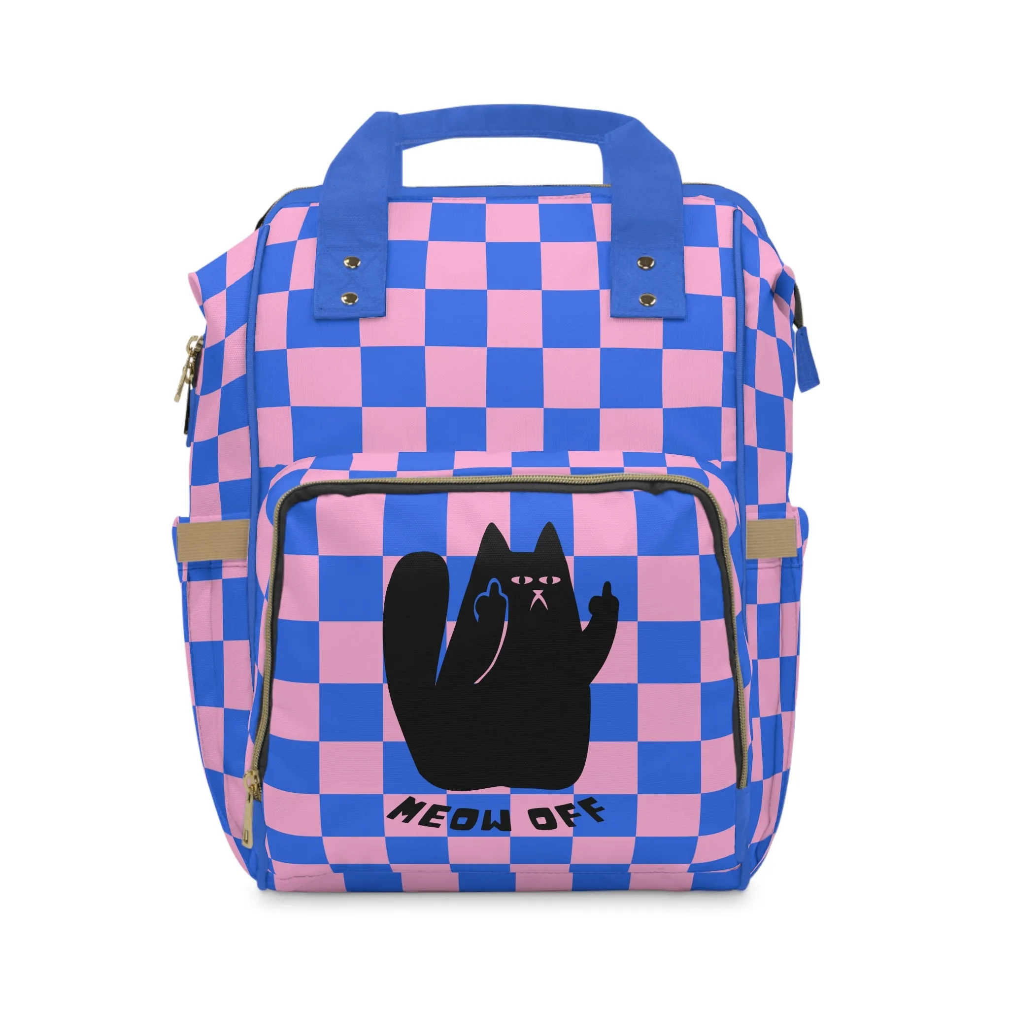Checkered Funny Cat Large Capacity Backpack