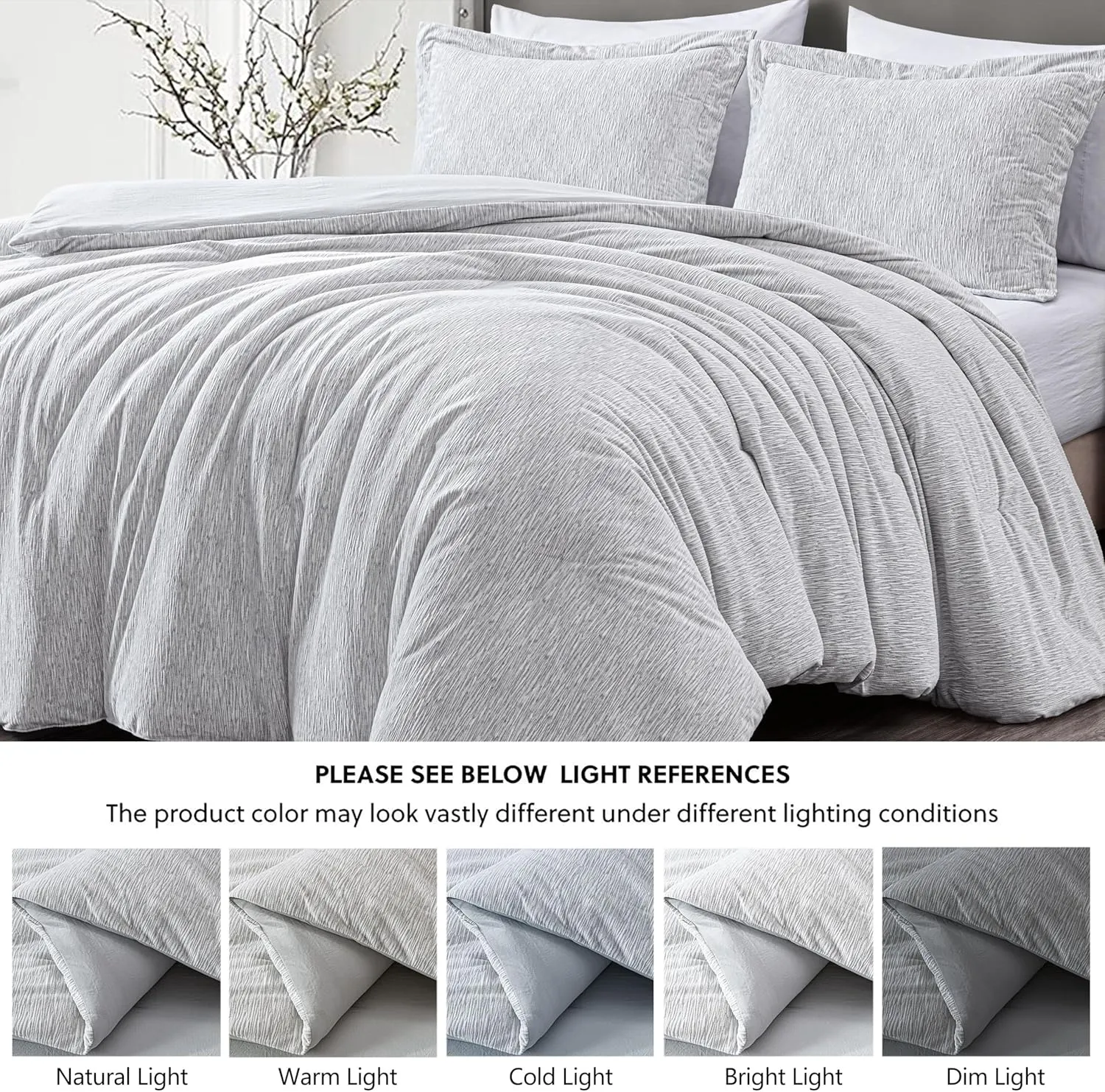 Chezmoi Collection 3-Piece Embossed Velvet Comforter Set King Size, Gray - Soft Plush Velvet Bedding Set with 2 Pillow Shams for All Seasons with Washed Microfiber Reverse