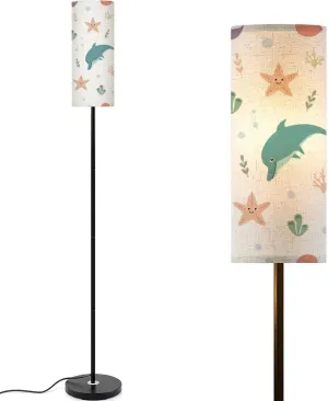 Childish seamless pattern underwater life Endless cute cartoon crabs Modern Floor Lamp Minimalist Standing Lamps for Living Room LED Corner Lamp Remote Control Metal Pole Lamp for Bedroom, Reading