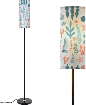 Childish seamless pattern underwater ocean plants Sea marine life Modern Floor Lamp Minimalist Standing Lamps for Living Room LED Corner Lamp Remote Control Metal Pole Lamp for Bedroom, Reading