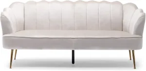 Christopher Knight Home Reitz Channel Stitch 3 Seater Shell Sofa - Velvet - Beige/Gold
