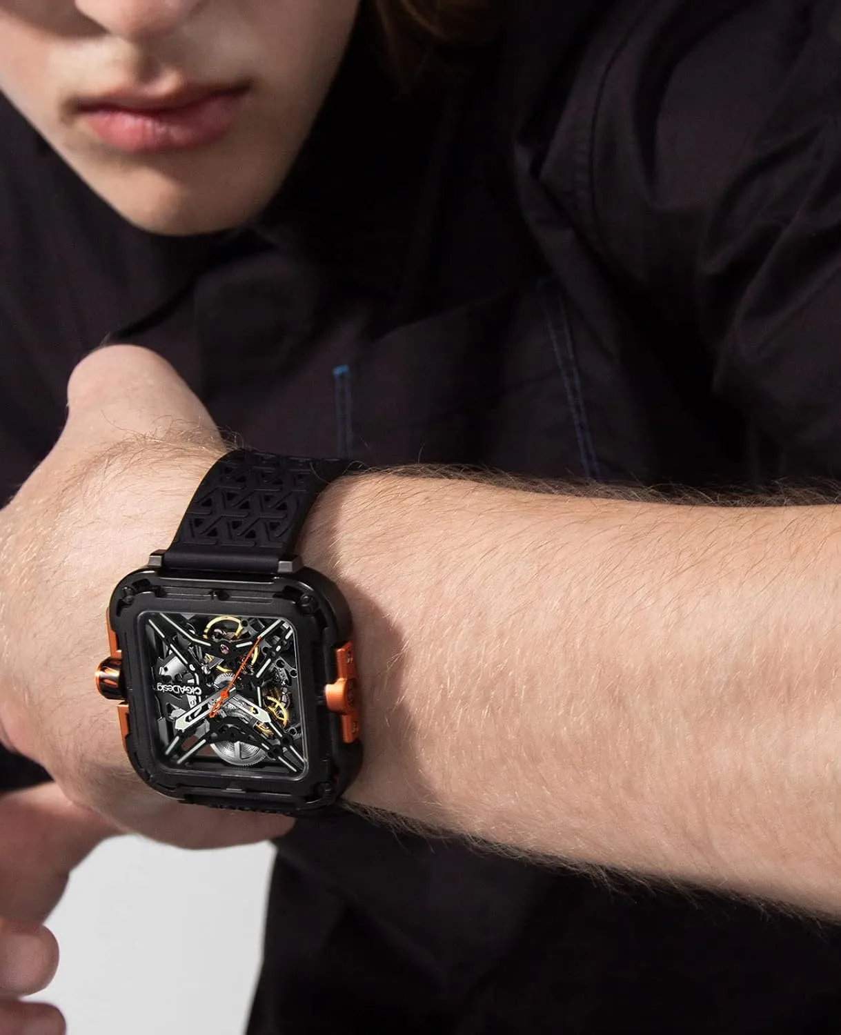 CIGA Design Mechanical Automatic Watch X Series SUV Inspired Anti-Shock Design Sapphire Crystal Analog Skeleton Watches with Silicone and Nylon Strap Fashion Wrist Accessories Gifts for Men and Women