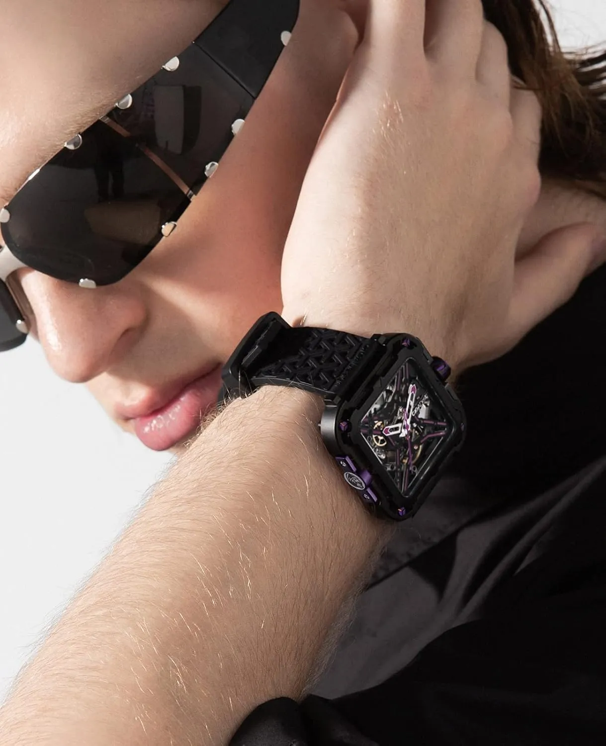 CIGA Design Mechanical Automatic Watch X Series SUV Inspired Anti-Shock Design Sapphire Crystal Analog Skeleton Watches with Silicone and Nylon Strap Fashion Wrist Accessories Gifts for Men and Women