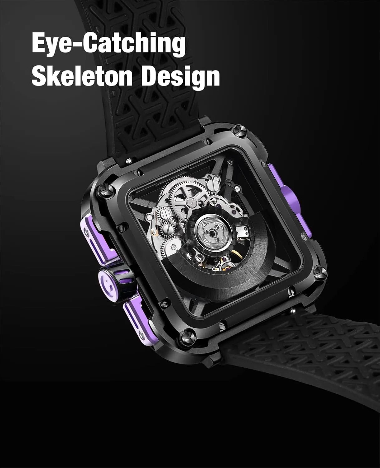 CIGA Design Mechanical Automatic Watch X Series SUV Inspired Anti-Shock Design Sapphire Crystal Analog Skeleton Watches with Silicone and Nylon Strap Fashion Wrist Accessories Gifts for Men and Women