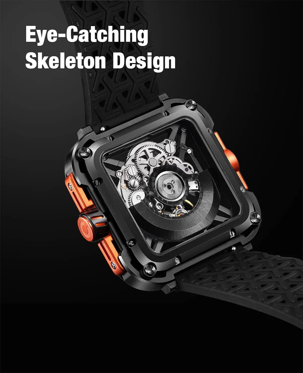 CIGA Design Mechanical Automatic Watch X Series SUV Inspired Anti-Shock Design Sapphire Crystal Analog Skeleton Watches with Silicone and Nylon Strap Fashion Wrist Accessories Gifts for Men and Women
