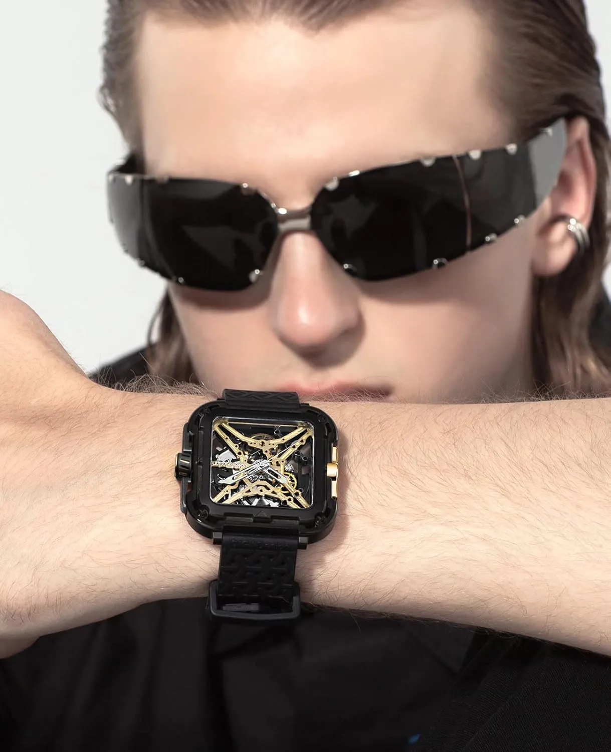 CIGA Design Mechanical Automatic Watch X Series SUV Inspired Anti-Shock Design Sapphire Crystal Analog Skeleton Watches with Silicone and Nylon Strap Fashion Wrist Accessories Gifts for Men and Women