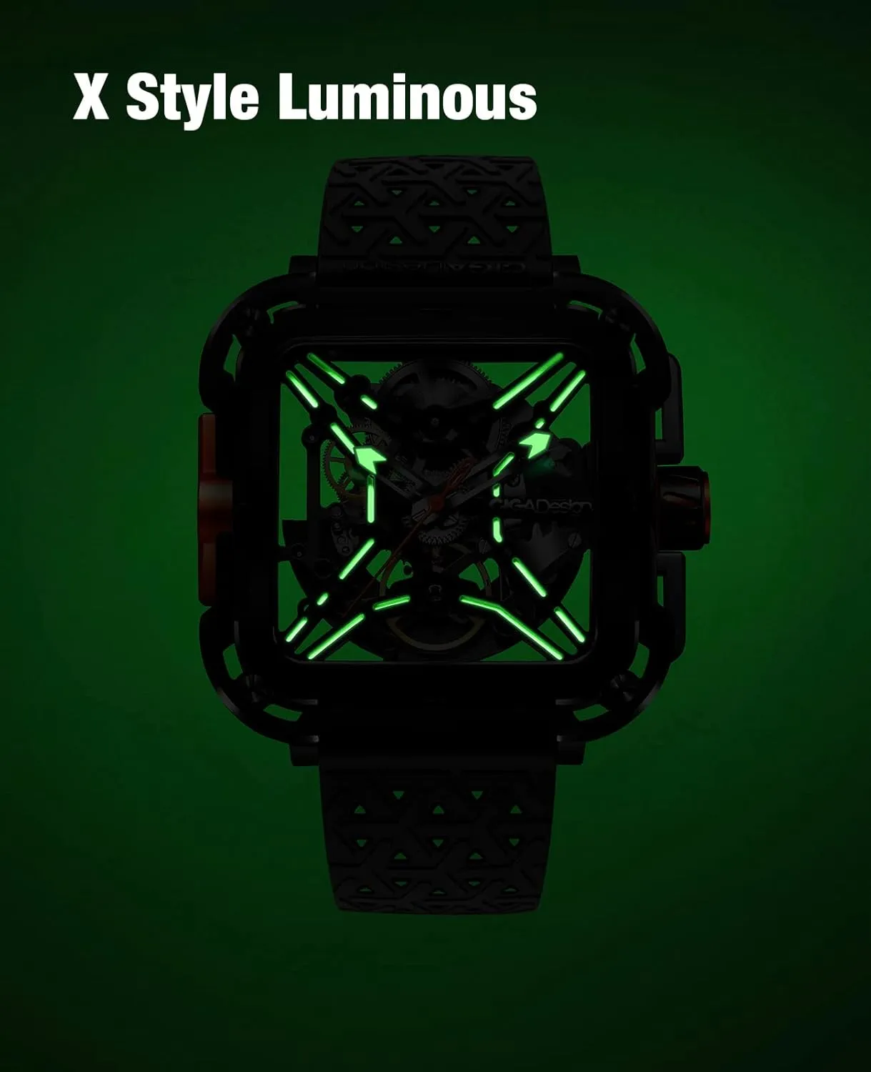 CIGA Design Mechanical Automatic Watch X Series SUV Inspired Anti-Shock Design Sapphire Crystal Analog Skeleton Watches with Silicone and Nylon Strap Fashion Wrist Accessories Gifts for Men and Women