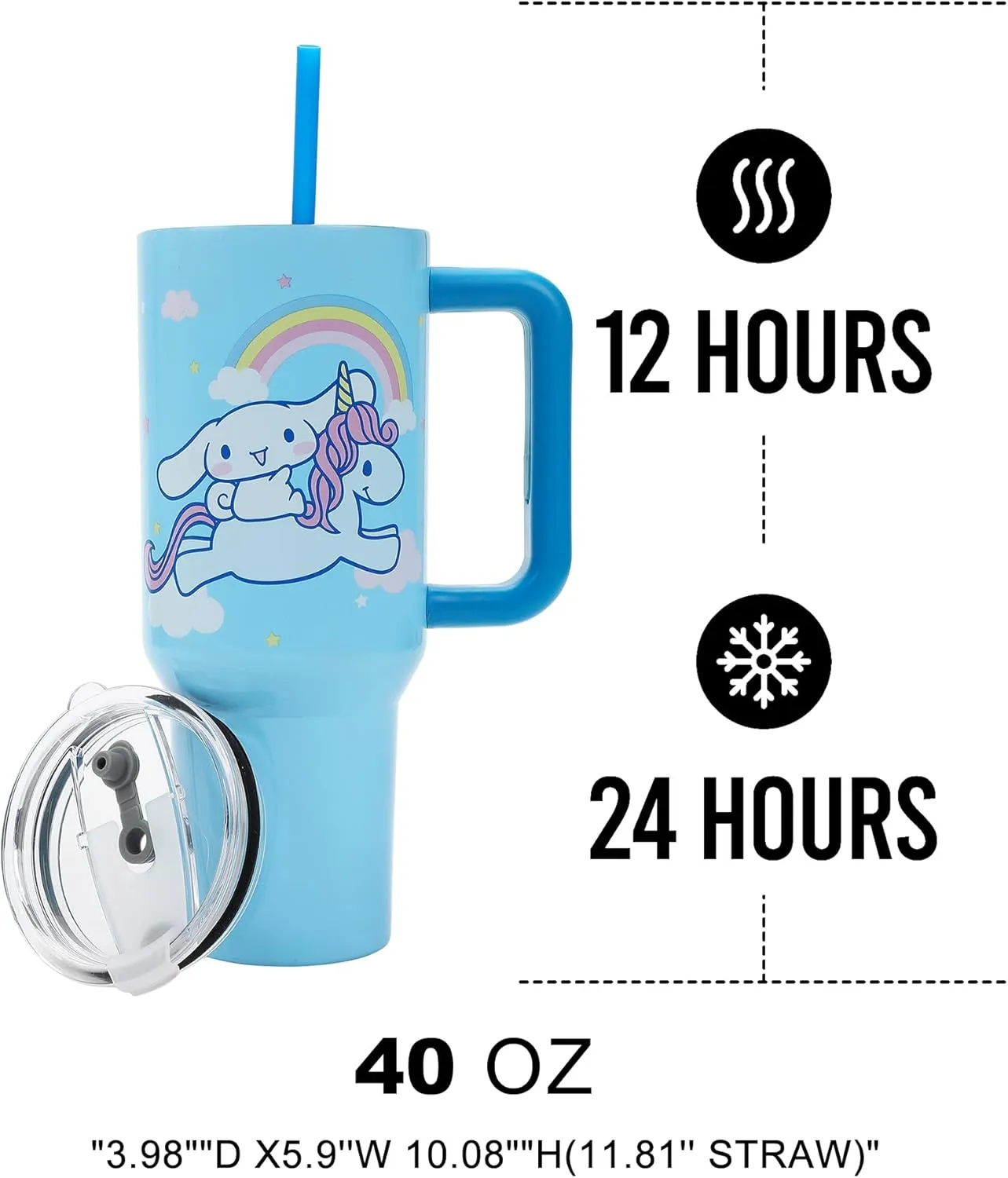 Cinnamoroll With Unicorn And Balloon 40 Oz Stainless Steel Tumbler