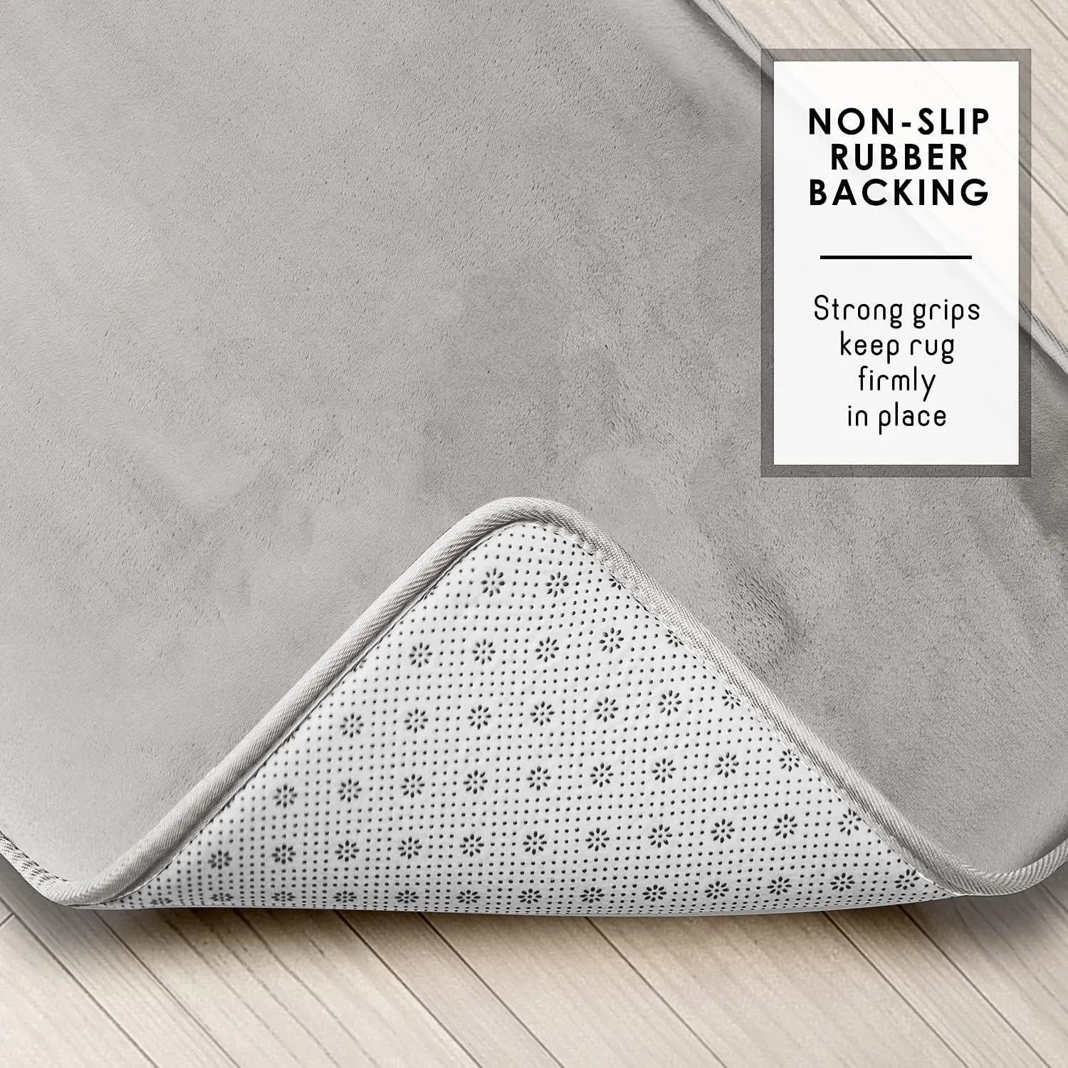 Clara Clark 3 Piece Bathroom Rugs Bath Mat Set, Velvet Memory Foam Bath Mats for Bathroom - Non-Slip, PVC Backing Bath Rugs, Washable - Dries Quickly, Silver